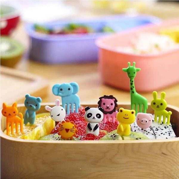 Horquillas 10pcs/set encantadora lonchera bento decoración accesorios frutas de animales