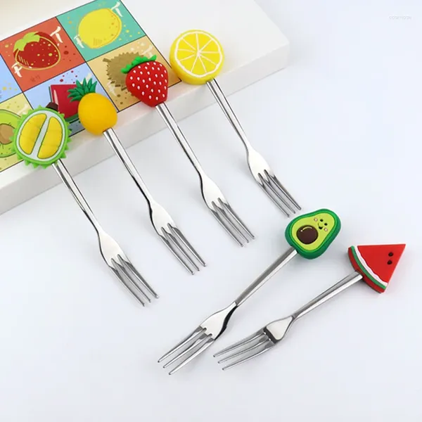 Horquillas 1pcs acero inoxidable lindo cucharas de café en forma de fruta cuchara de té de té de té té brote suministros de cocina de cocina