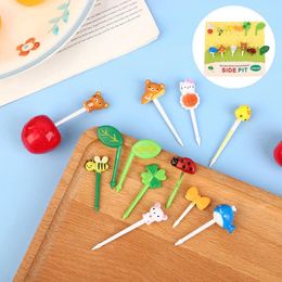 Horquillas de 1 set de dibujos animados de animales de animales horquilla palpes de dientes almuerzo decoración de bento para niños accesorios reutilizables
