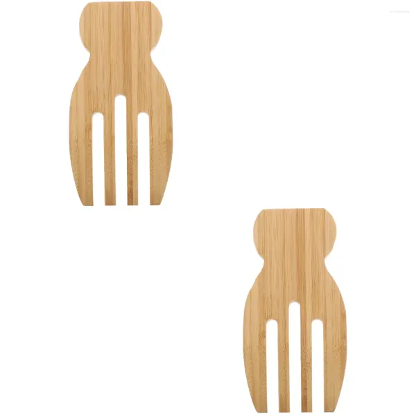 Tenedores 2 PCS Durable Bambú Utensilios de cocina Tenedor Antiadherente Utensilios de cocina Herramientas de ensalada