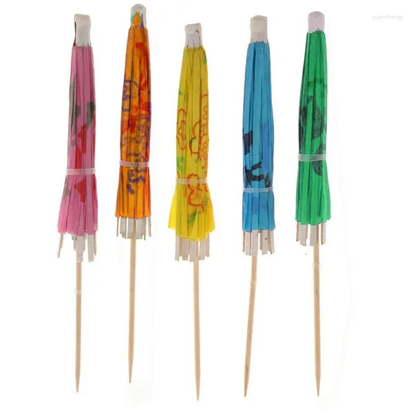 Forks 200PCS Cocktail Umbrella Picks Surtidos Durable Fácil de usar