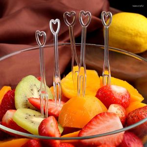 Forks 200Pcs Fruit Fork Cake Dessert Pick Children Snack Mini Party Festival Love Tableware Decoration Plastic Toothpick