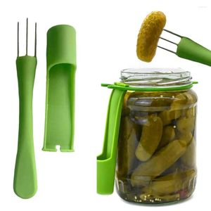 Forks 2pcs Pickle Pickle Set Maraschino Cherry Fork For Moard pour pots en acier inoxydable en silicone