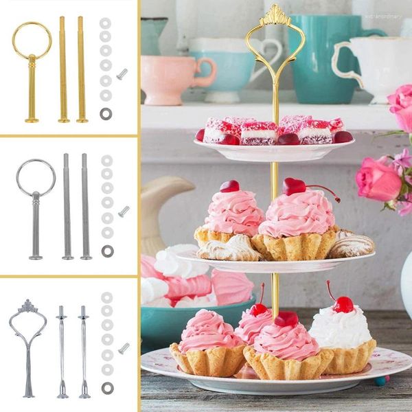 Fourchettes 3 ensembles couronne support de plaque de cupcake tour de dessert plateau présentoir à gâteaux poignée plateau raccords de niveau matériel