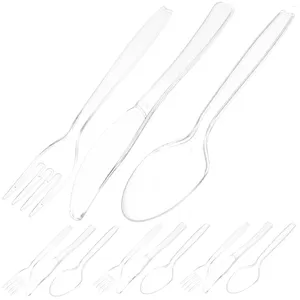 Tenedores 50 Set Cuchillo desechable y tenedor Kits de cuchara Cubiertos de fiesta Accesorios Mini Postre Vajilla Plástico Cubiertos Decorativos