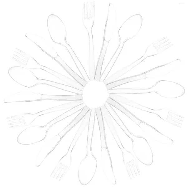 Tenedores 50 Set Cuchillo desechable y tenedor Cuchara Kit de fiesta Cubiertos Pastel Plato de plástico Vajilla portátil