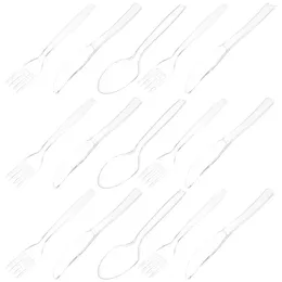 Tenedores 50 Set Cuchillo desechable Tenedor Cuchara Vajilla de fiesta Kit Favores Cubiertos Utensilios para servir Boda Plástico Cubiertos Decorativos