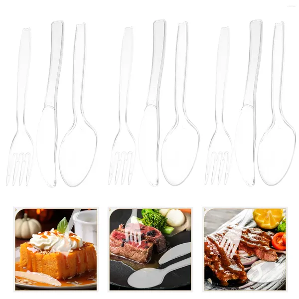 Juego de 50 tenedores para boda, cuchillo desechable y tenedor, cuchara, cuchillos de plástico, juego de cubiertos decorativos