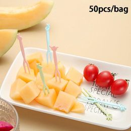 Vorken 50 stks cartoon wegwerp plastic fruit huis keuken accessoires feestbenodigdheden tandenstokers stokken