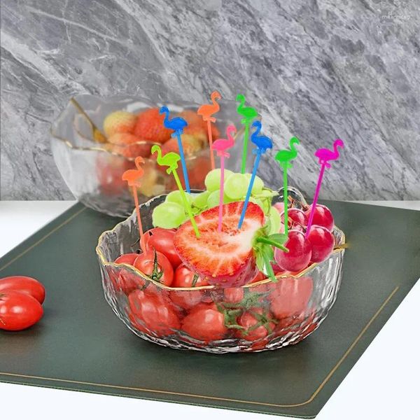 Fourks 50pcs / lot Plastic Flamingo Picks Buffet Cupcakes Fruit Gâteau de gâteau Salad