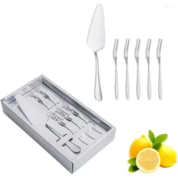 FORKS 5pcs Cake Server Set Knife de acero inoxidable y corte de horquilla para la fiesta de cumpleaños de la boda