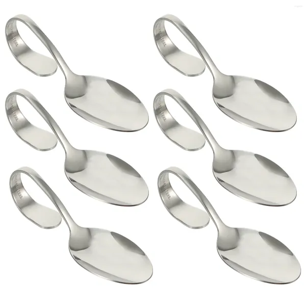 Fourchettes 6 pcs poignée incurvée cuillère buffet en métal en acier inoxydable polyvalent vaisselle antirouille