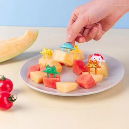 Fourchettes 6pcs fruits animaux bento vaisselle de légumes mignon mini enfant en bas âge enfants cure-dents enfants choisir fourchette de dessin animé