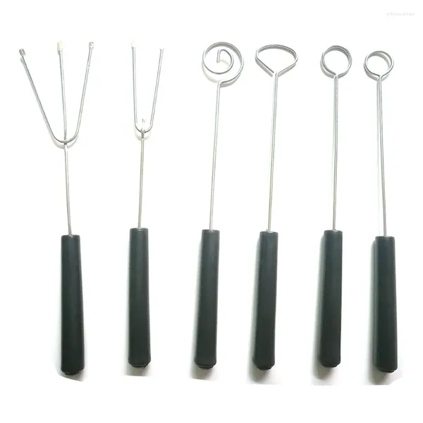 Tenedores 6 unids/set pralinés herramienta de decoración de pasteles de acero inoxidable utensilios para hornear DIY pluma de cocina accesorios para trufas tenedor de Chocolate inmersión en el hogar