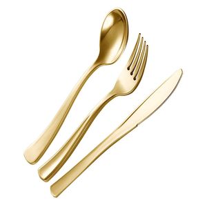 Vorken 75 stuks goud plastic zilverwerk- wegwerp flatware set-zwaargewicht plastic bestek- inclusief 25 vorken 25 lepels 25 messen 230204