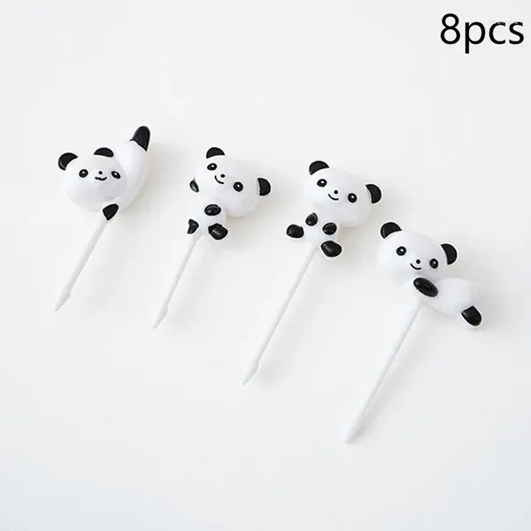 Fourks 8 PCS / Set Mini Cartoon Fruit Fruit Fork Home Creative Kids Cake Dessert Plastic Sign Party Party Decoration