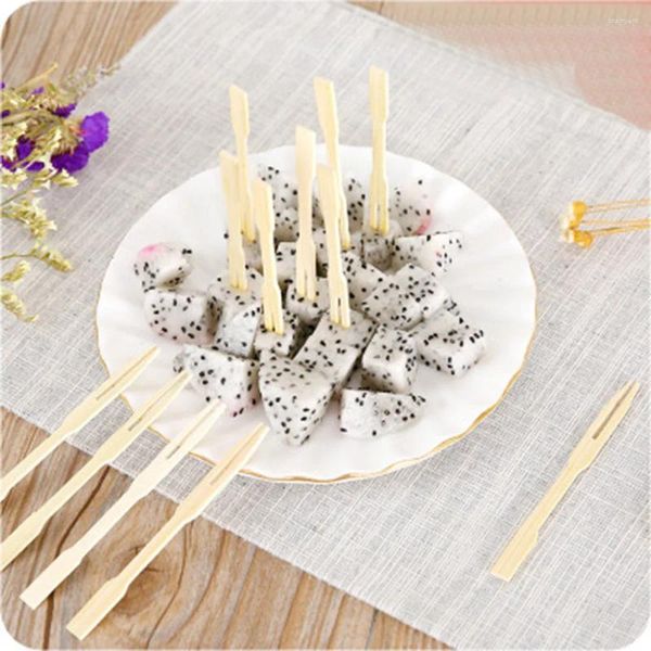 Fourks 80pcs Bamboo Disposable Catering Fruit Stick Pick Pick Aperitif Picks Plastic Apetizer Antipasti Brand Fashion