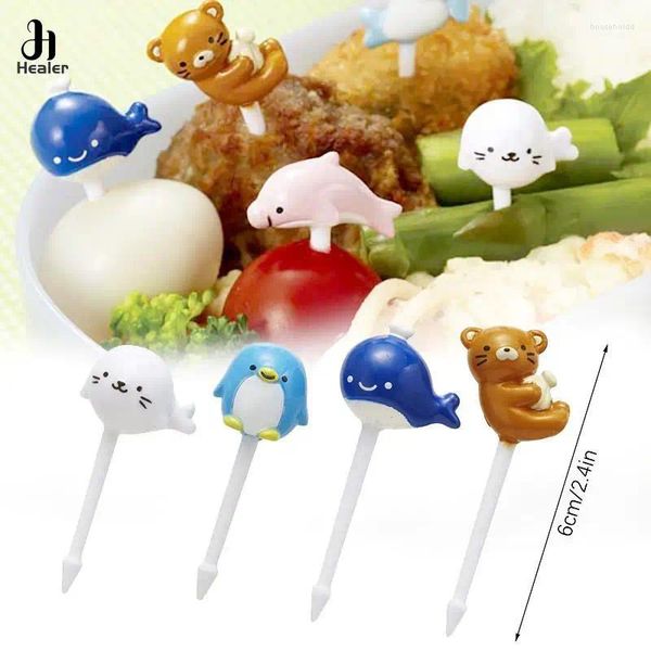 Fourchettes 8pcs fourchette de fruits de dessin animé cure-dents dauphin sélection de nourriture mini boîte à lunch décoration outil de supplément pour enfants