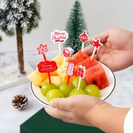 Vorken 8 stks Kerst Fruit Stick Japanse Thuis Creatieve Vork Kinderen Snack Cartoon Bento