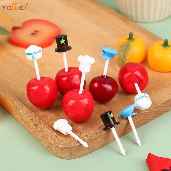 Forks 8pcs / Set Mini Cartoon Hat Childre