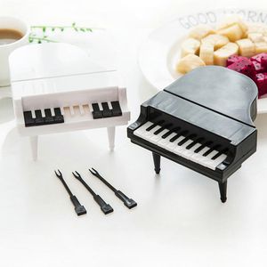 Forks Adorehouse Mini Piano Fruit Zwart Witte Fork For Dessert Cake Creative Home Decoration Party Supplies AFBEELDEN 230302
