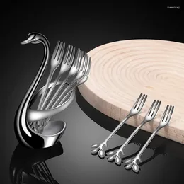 Forks Beautiful Swan Base en acier inoxydable Feuilles de fruits de fruit Restaurant des desserts de fourchettes