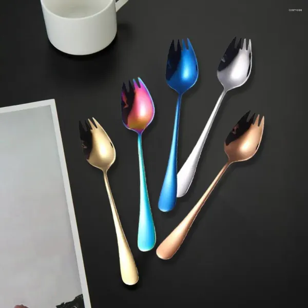 Forks Bright Scratch Scratch Spoon Fork Durable Lightweight en acier inoxydable Spork Spork 4 Pack réutilisable Metal Sporks Cream For Fruit