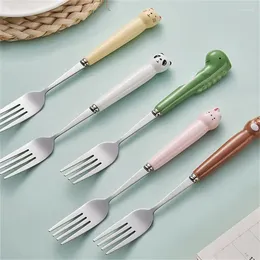 Forks Cake Fruit Home Eet Spoon Flatare Special Gift Children Tashery roestvrijstalen vork cartoon schattig