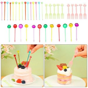 Forks Cartoon Fruit Vork Plastic Animal Picks Mini Children Snack Cake Dessert Pick Tootpick Bento Party Decoratie