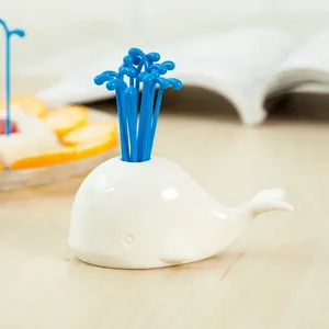 Fourks Creative Whale Fountain Fruit Fork Grade Plastic Cartoon Kids Kid Cake dentifrise Bento Lunch Accessor Party Decor