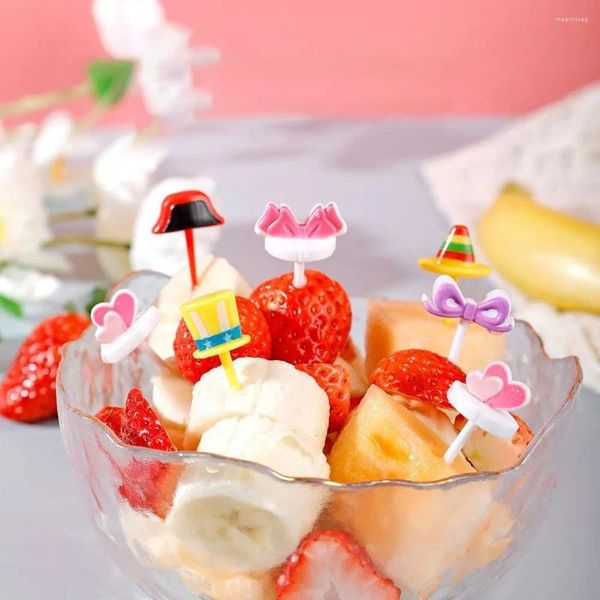 Fourchettes Chapeau de dessin animé mignon Fourchette à fruits Papillon Fleur Plastique Dim Sum Plat à gâteau