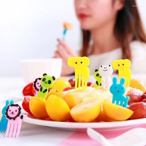 Fourchettes mignonnes Mini Bento bâtons enfants dessin animé fruits fourchette ensemble créatif en plastique décoration animaux pics