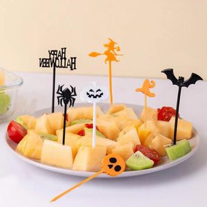 Forks décorant desserts fruit fourche Halloween Spooky Cupcake Toppers Ghost Bat Pumpkle Shape Picks for