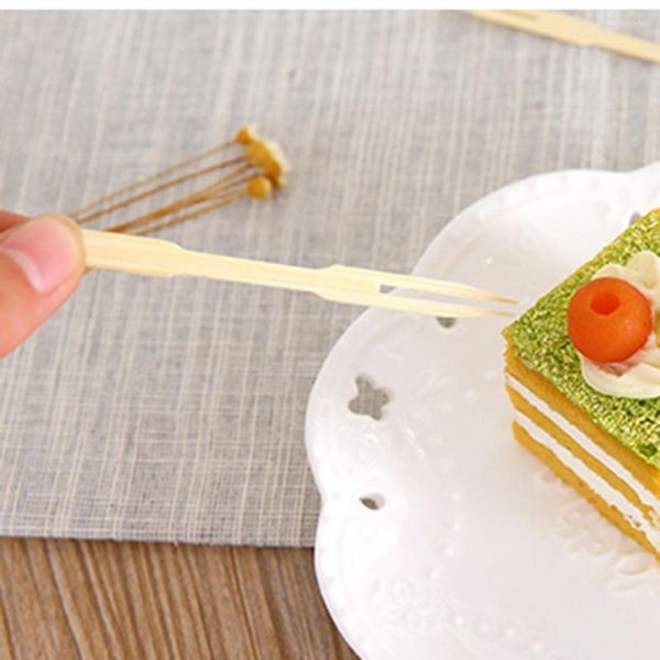 Fourchettes à fruits jetables, petite fourchette en bambou, accessoires de cuisine, fournitures de Restaurant de Sushi, Fourchette à Dessert, Coupe Fourche Garfos 632