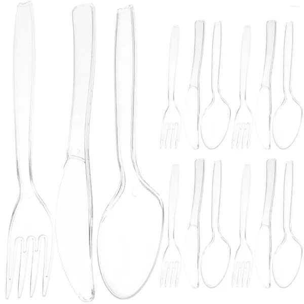 Tenedores Cuchillo desechable Tenedor Cuchara Cubiertos de plástico Servidor de un solo tiempo Cortadores de fiesta Cucharas Kit Cubiertos