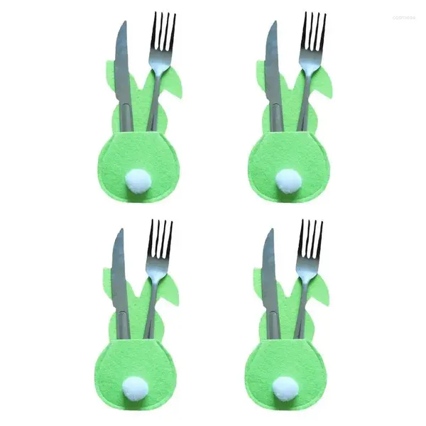 Tenedores estilo Pascua bolsa de cubiertos 4 Uds bolsas de almacenamiento de vajilla soportes para cubiertos cortador bolsa para tenedor para regalos de Festival para niños