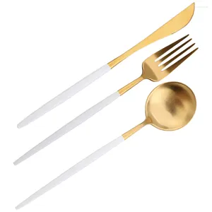 Tenedores, utensilios para comer, cubiertos occidentales de acero inoxidable Platinum 304, juego de tres piezas para servir