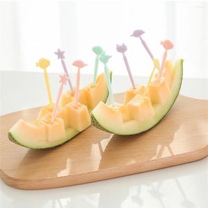 Forks Fruit Vork Grade Plastic Creative Cute Resuable Bento Accessories Kids Cake Tootpick Mini Box Decor