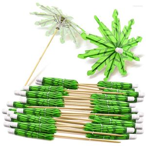 Forks Green Coconut Tree Tandenstokers Papier Paraplu's Handgemaakte cocktailparasolsticks voor decoraties