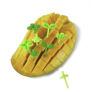 Fourchettes décor de fête à domicile, paquet de 8 bâtonnets de fruits de dessin animé, Mini pics mignons, accessoires de déjeuner, formes de feuilles pour salade Sandwich