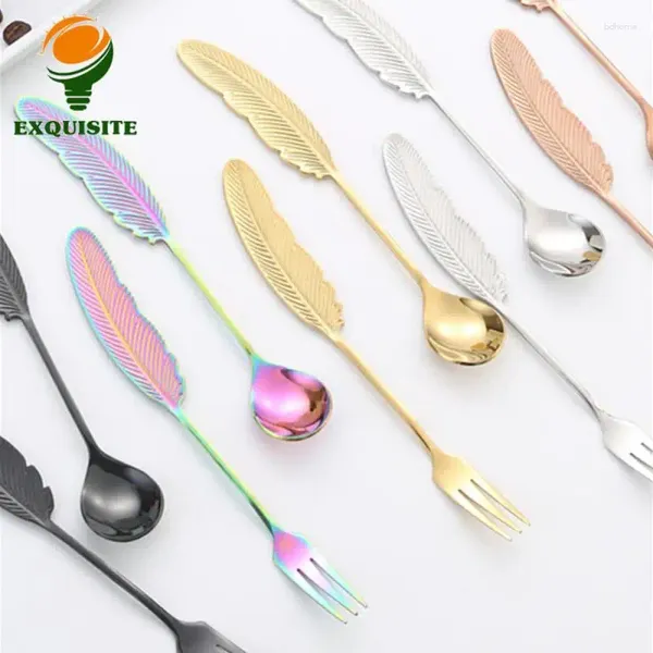 Forks helado cuchara creative plume de plumas de diseño de té de té de té de té de pastel que hace que las comidas sean más agradables para usar cocina ware