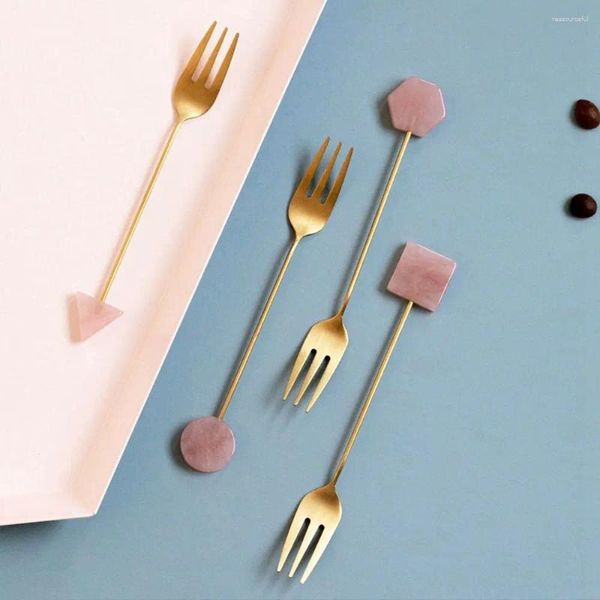 Forks Inspographie accessoires Fruit Forks en acier inoxydable Scoop Coffee Tea STIMING DINGAGE Table Vole de cuisine Gadgets