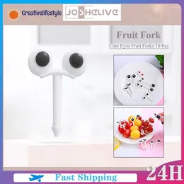 Forks Mini Eye Cartoon Picks For Kids Cute Fruit Vork Bento Box Decor Herkbruikbare kinderen Snack Cake Dessert Lunch