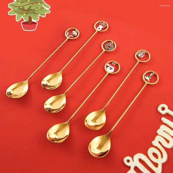 Fourks Mirror Finish Fork Spoon Festive Festive Inoxyd Saile Cutlery Snowman Design For Tea Coffee Desserts Christmas cups Kids