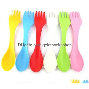 Forks Plastic Spoon Fork Outdoor Spork Kitchen Tools for 6 Colors Drop Livrot Home Garden Dining Bar Sléware DHV0A