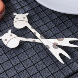 Forks Portable Spoon Dingelware Girafe Fruit Fork Table Varelle Children Cartoon Enfants de caricature Small Tooth