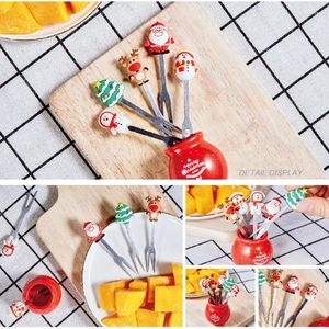 Vorken R2JC 5 stks Fruitvork Picks Voor Kinderen Kerst Decor Cake Dessert Houder