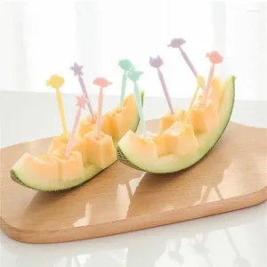 Vorks herbruikbare mini fruit vork schattig plastic kindertaarttandentandpick bento accessoires snack dessertdecoratie
