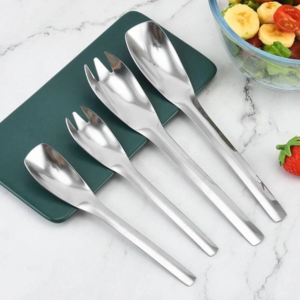 Tenedores Cuchara para ensalada Platos de buffet Cubiertos Utensilios para servir Cucharas Cubiertos para el hogar Cocina Spork Servidor de frutas Tenedor de acero inoxidable