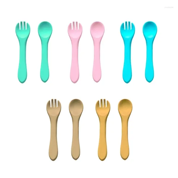 Fourks Silicone Fork and Spoon Set Babies Alimenter les ustensiles